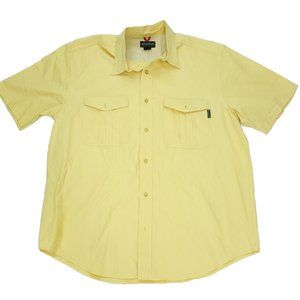 Woolrich Button Shirt Mens Large Yellow Hiking Outdoor Pockets